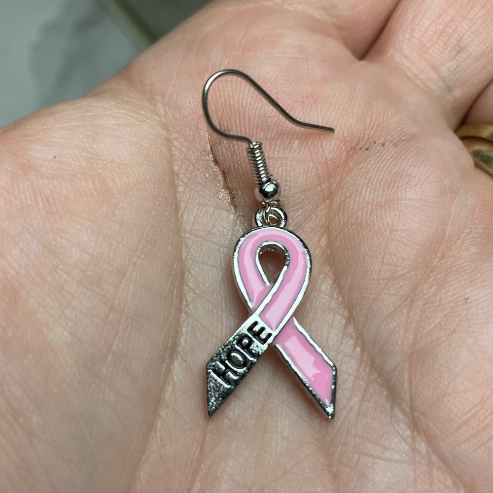 Light Pink Ribbon Earrings Jewelry